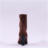 Miss Elastic High Heel Point Ankle Boot - Brown Stretch